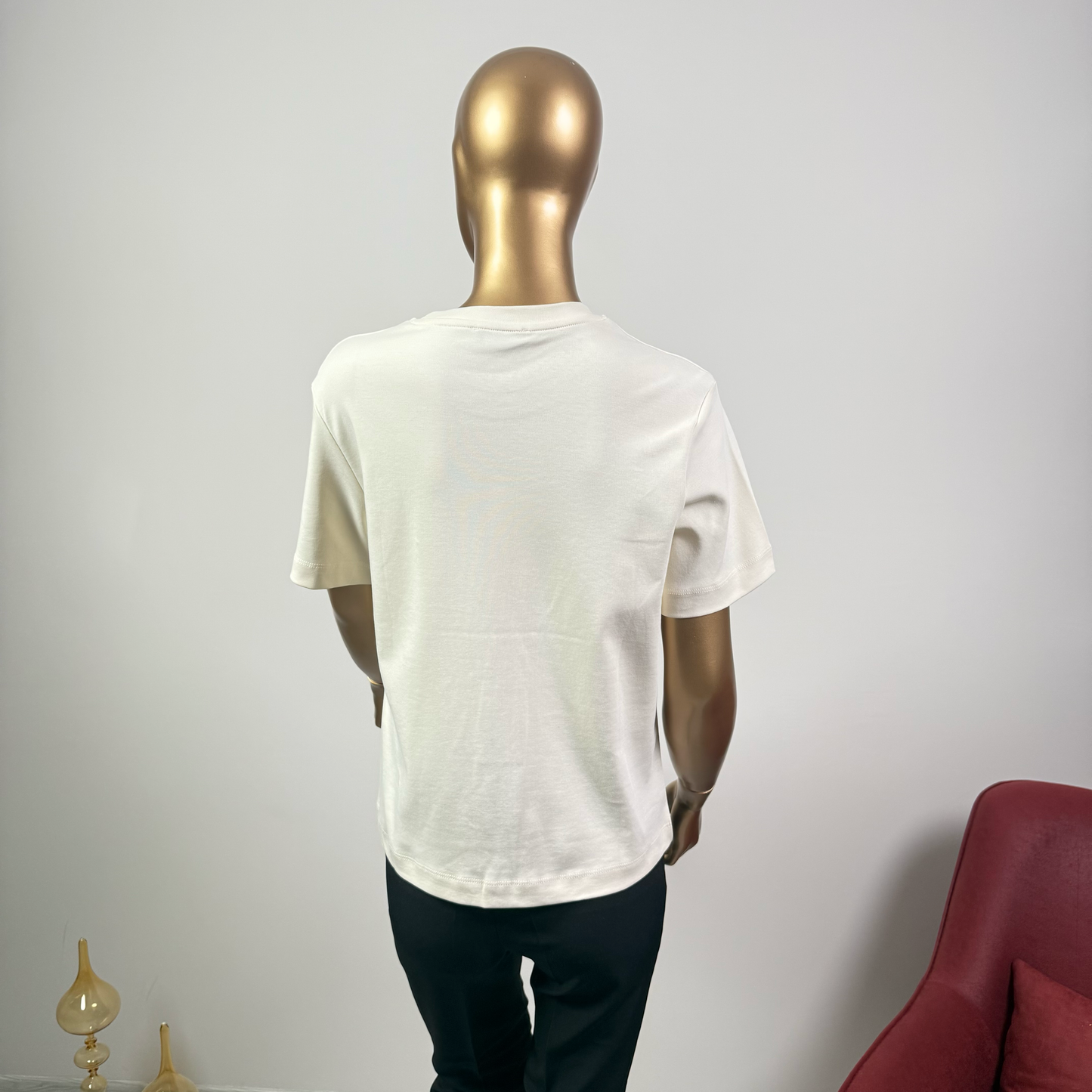 Ekru Kısa Kol Düz T-Shirt