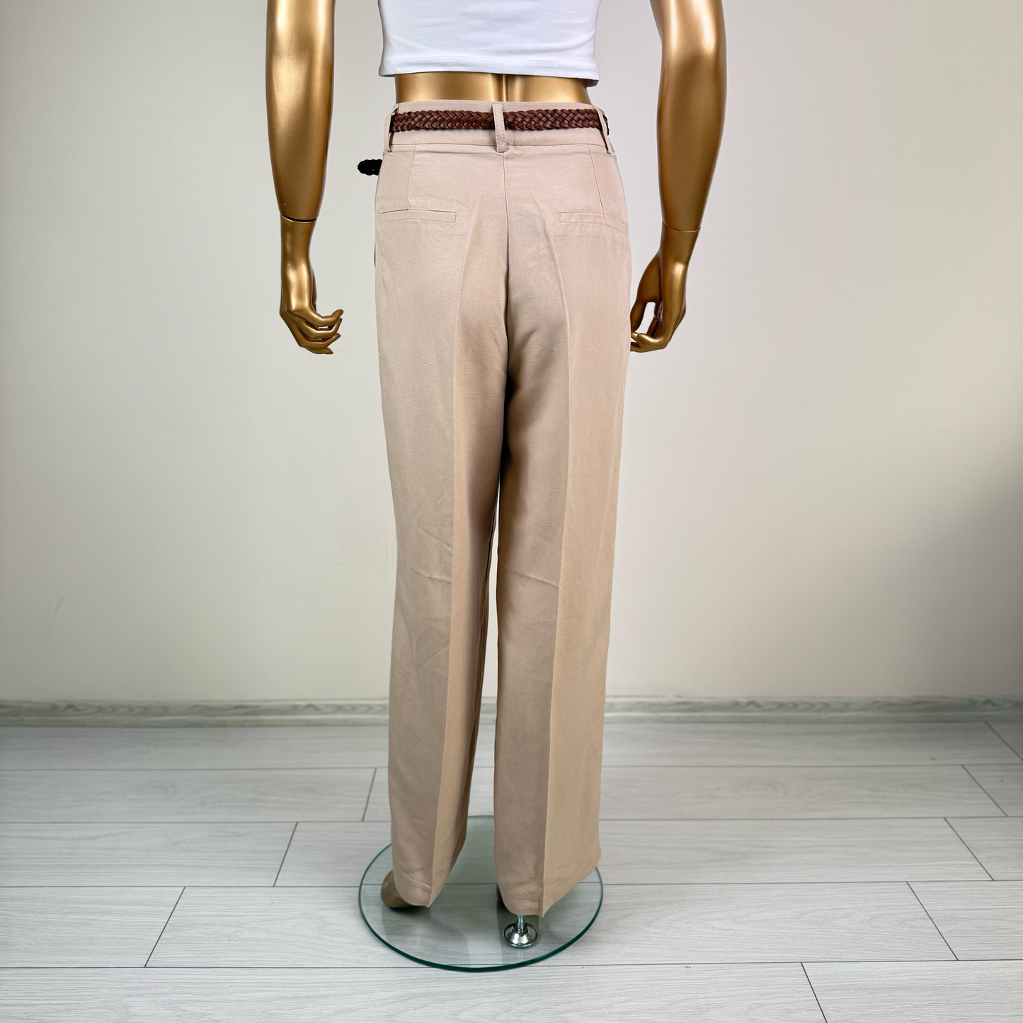 Bej Kemerli Pantolon