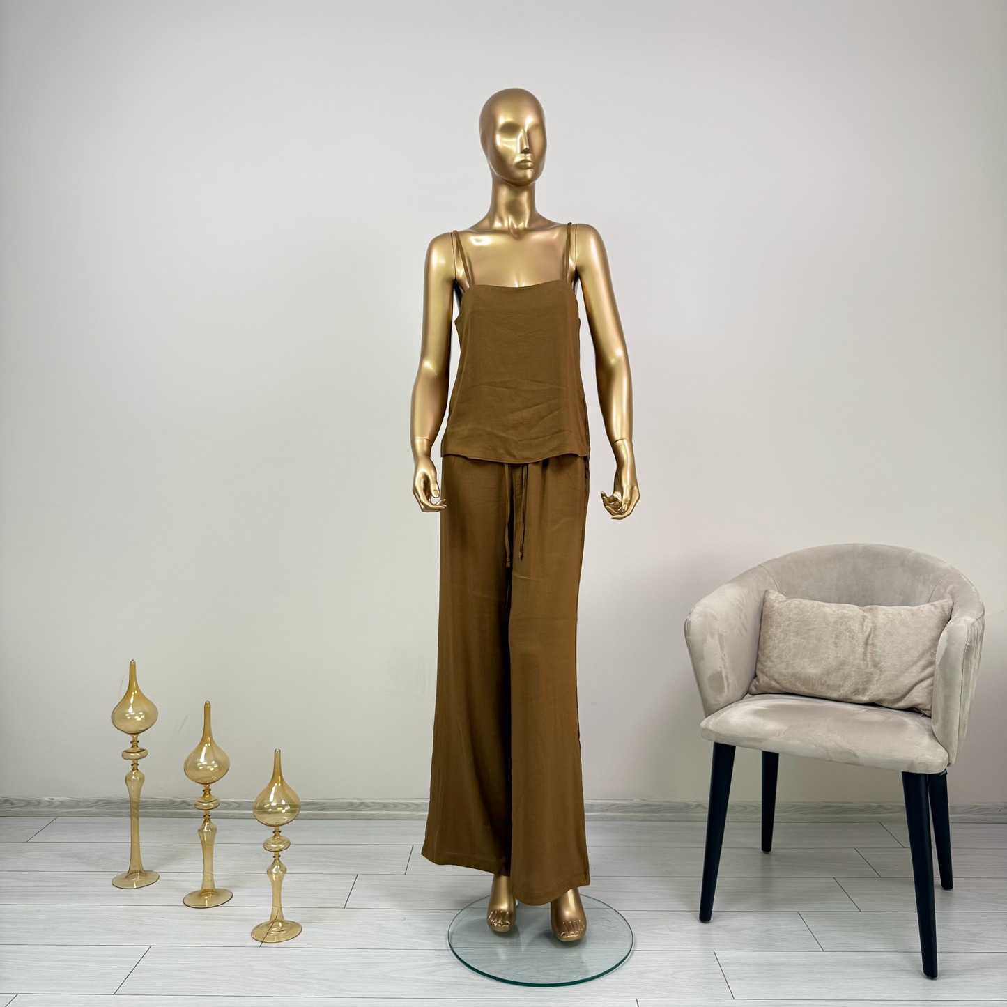 Taba Askılı Bluz Pantolon