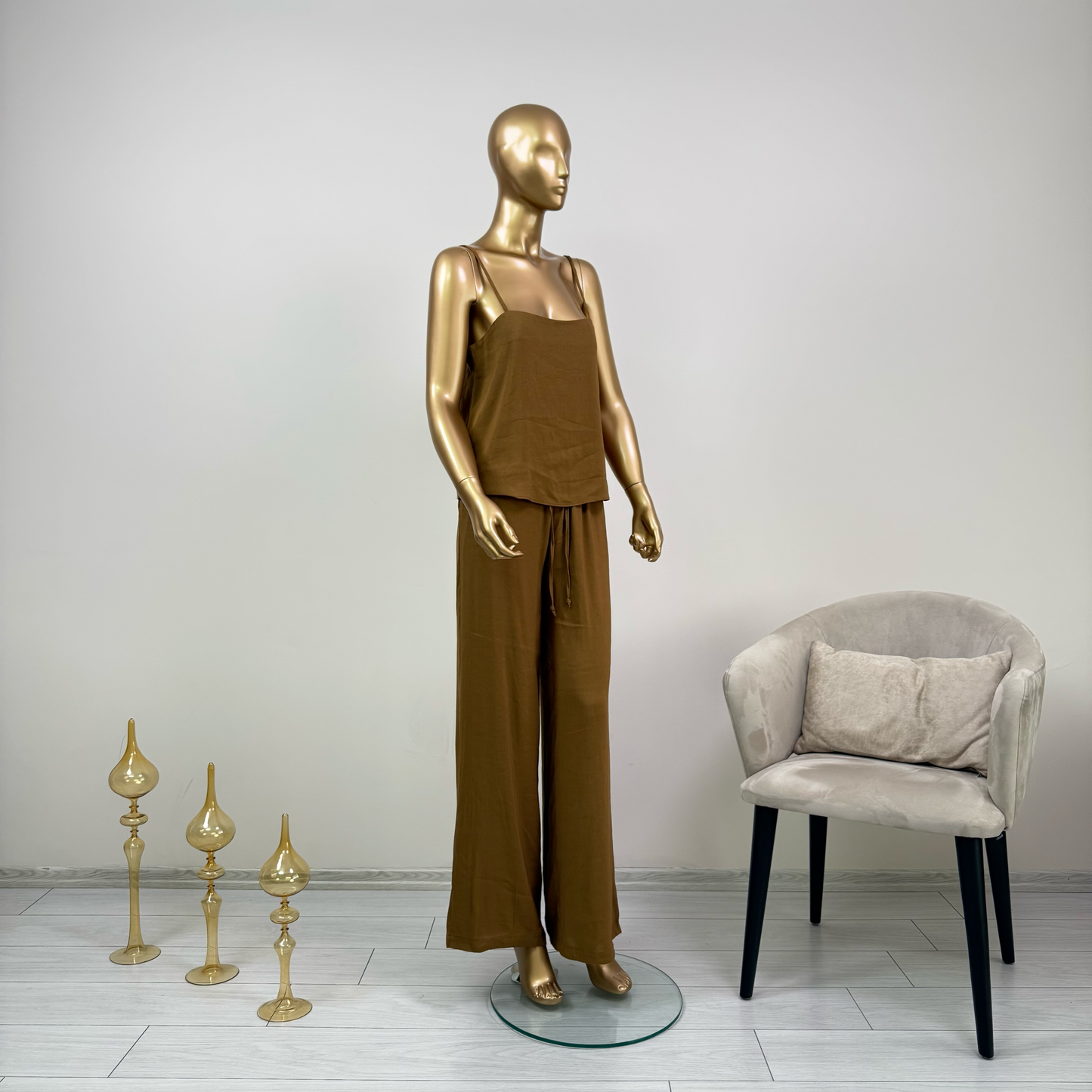 Taba Askılı Bluz Pantolon