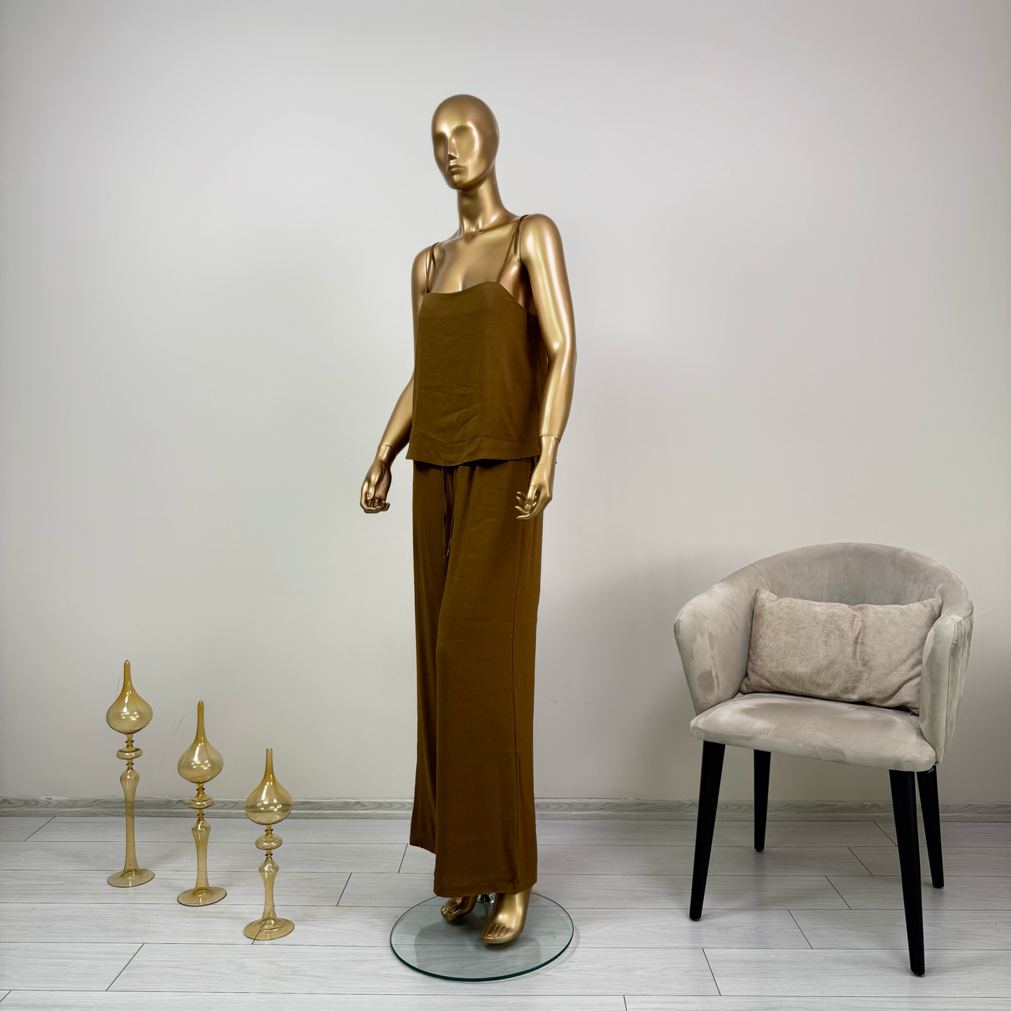 Taba Askılı Bluz Pantolon