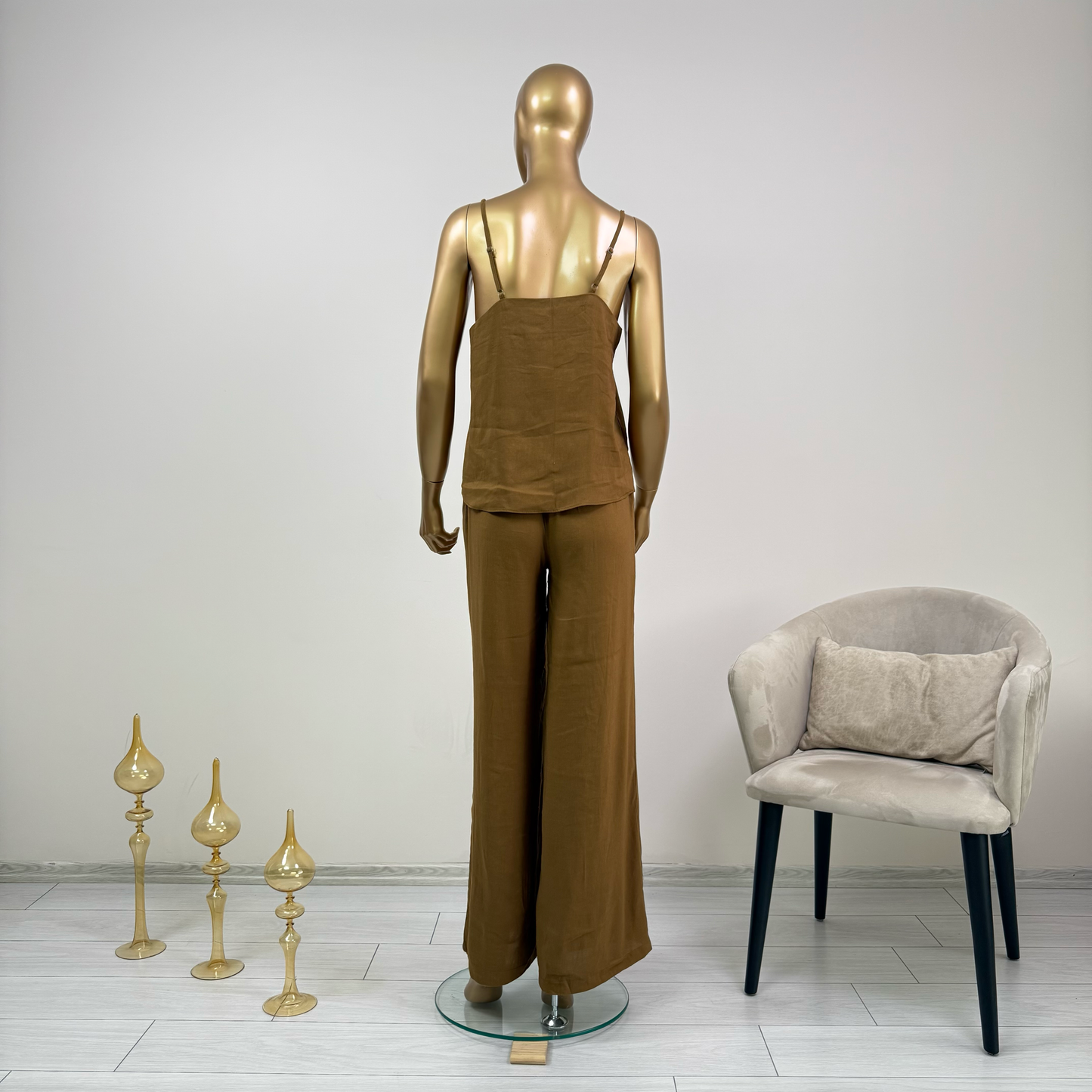 Taba Askılı Bluz Pantolon