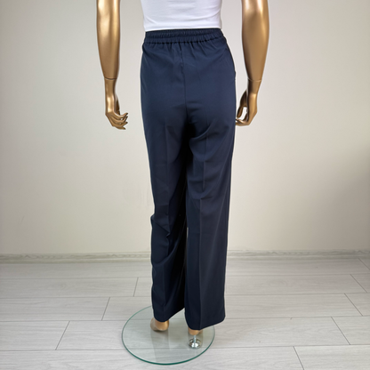 Lacivert Pileli Palazzo Pantolon